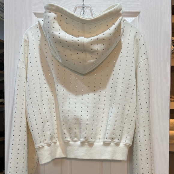 AKIRA Cream cropped Hoodie with Crystal Rhinestone Accents - Picture 10 of 14